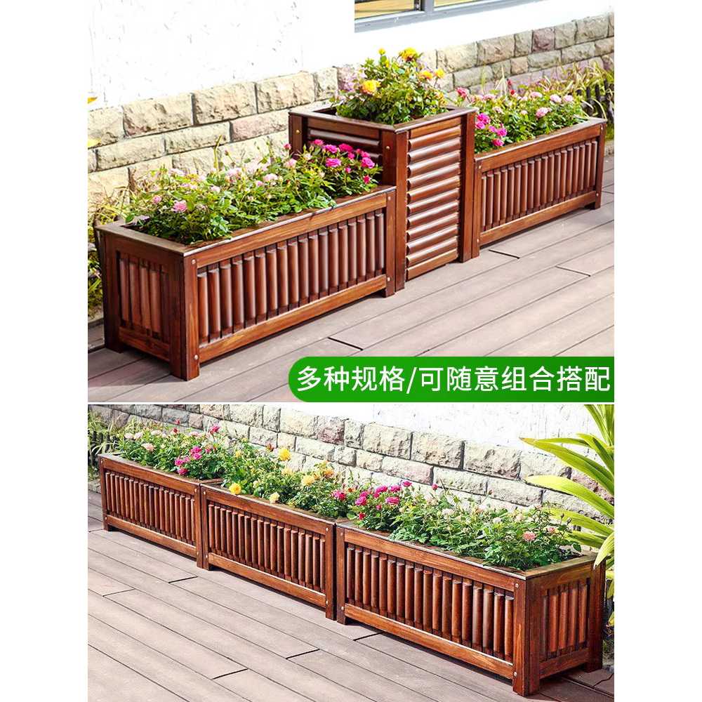 원목 플랜트박스 방부목 재질 정원 조경 식물 화분함 2.5cm 50X50X70 나무심기 대 - 상세 이미지 3