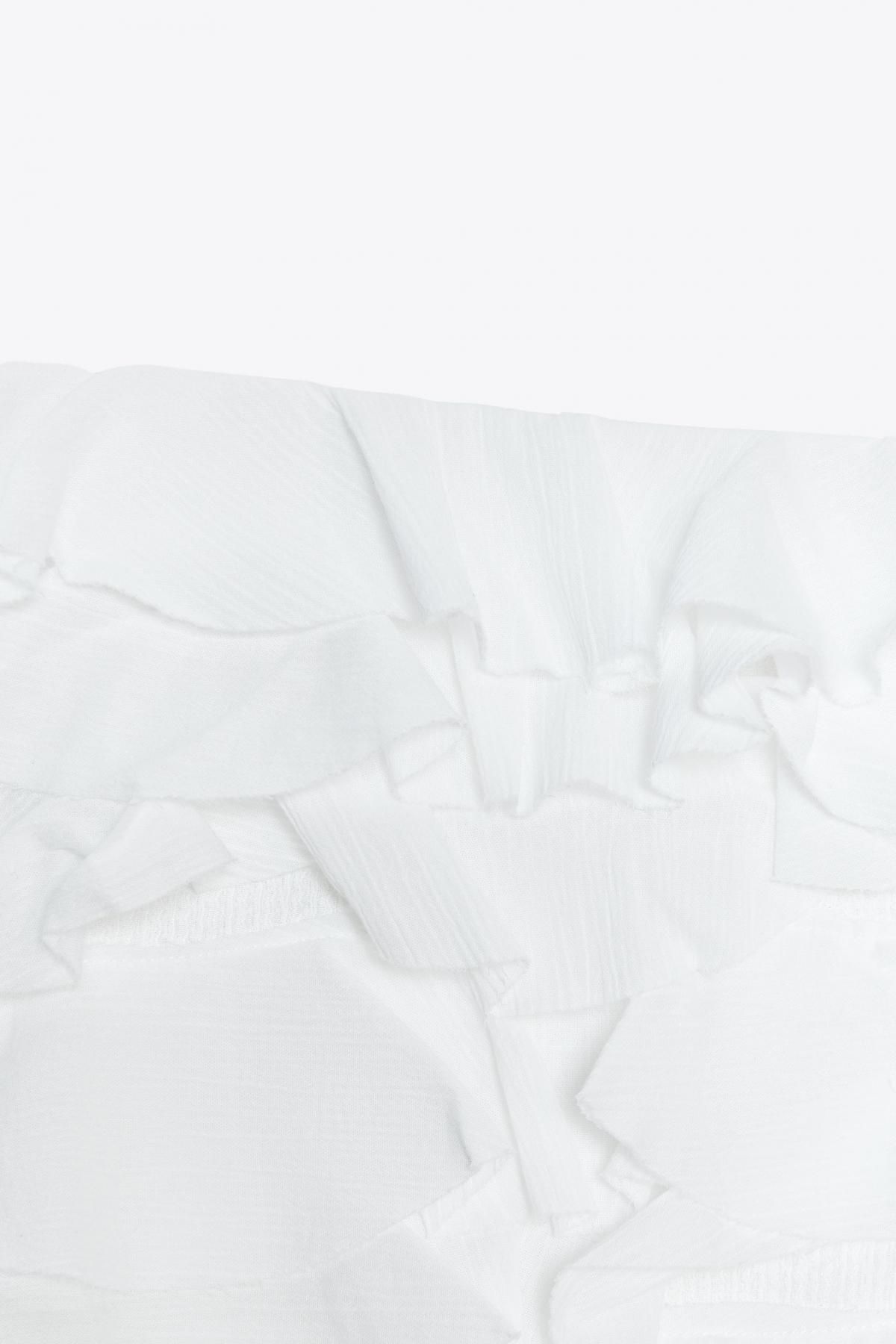 자라 러플 오프숄더 텍스처 탑 0085/800 WHITE - 상세 이미지 4