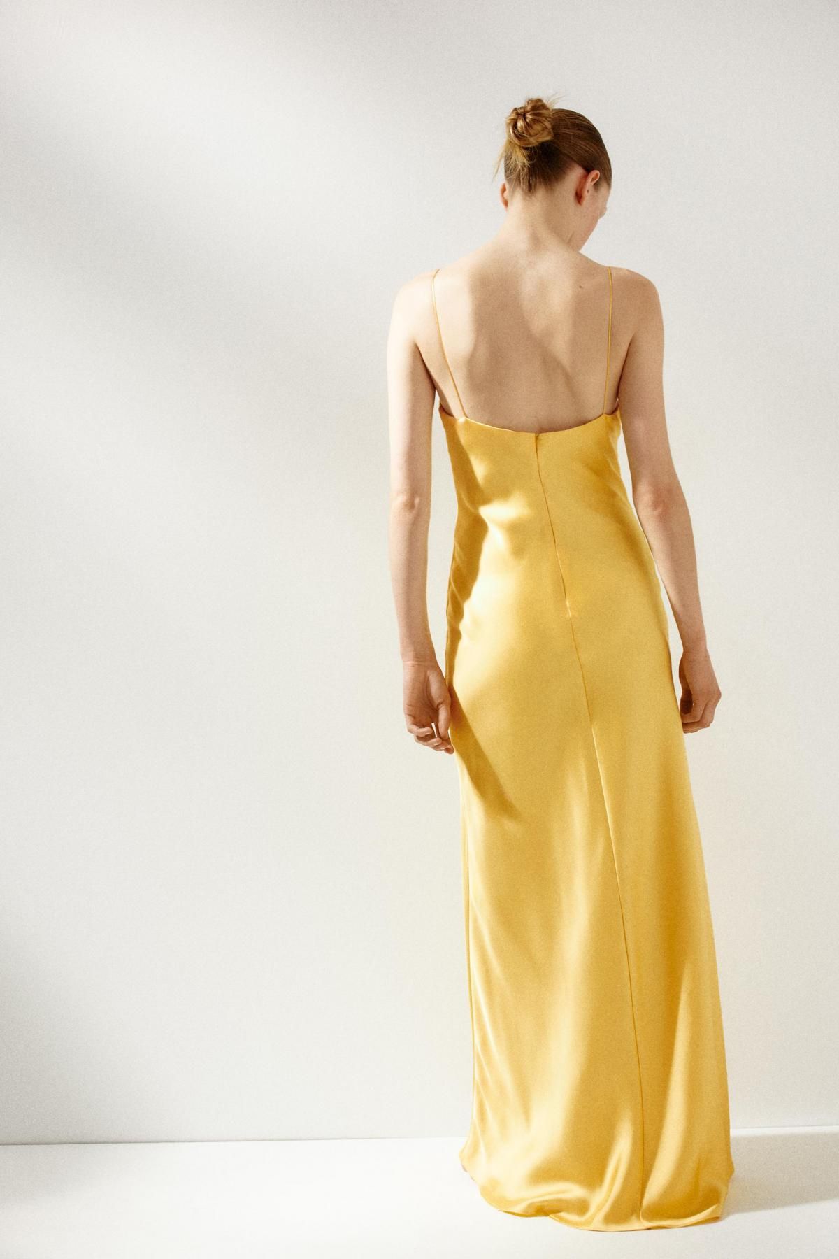 자라 새틴 롱 원피스 슬립 원피스 8032/351 YELLOW - 상세 이미지 5