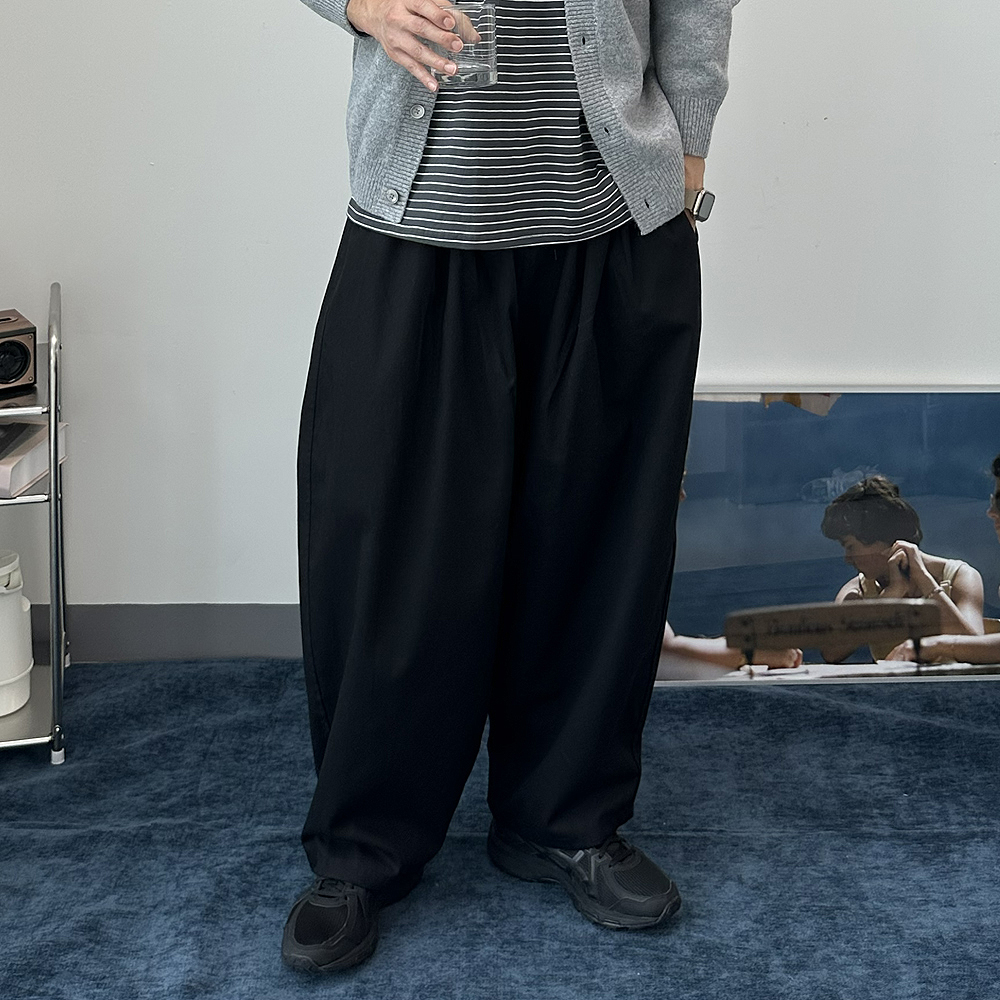 남자 바지 면 바지 밴딩 벌룬 팬츠 남자 와이드팬츠 - 상세 이미지 2