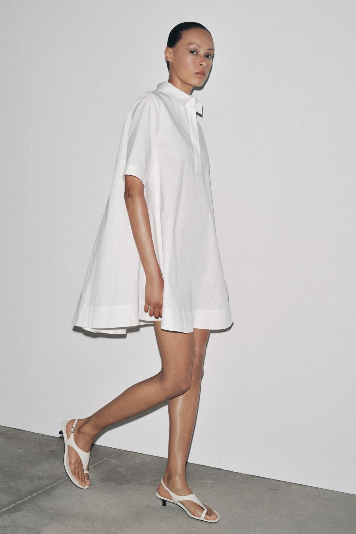 자라 미니멀 코튼 포플린 미니 원피스 9479/078 WHITE - 상세 이미지 2