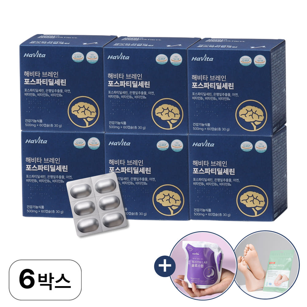 엔씨네이처 해비타 브레인 포스파티딜세린 500mg 기억 인지력 두뇌 건강 60캡슐, 6개 - 메인 이미지