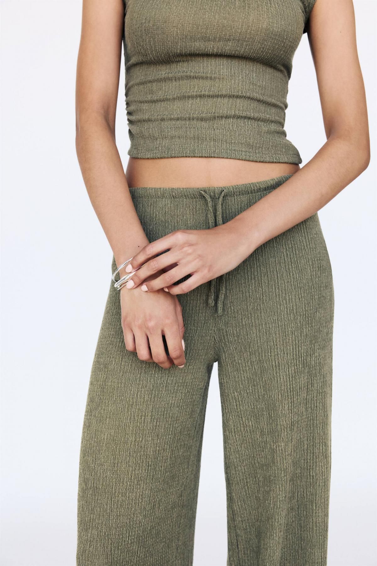풀앤베어 크레이프 와이드핏 밴딩 팬츠 3680/370 KHAKI - 상세 이미지 4