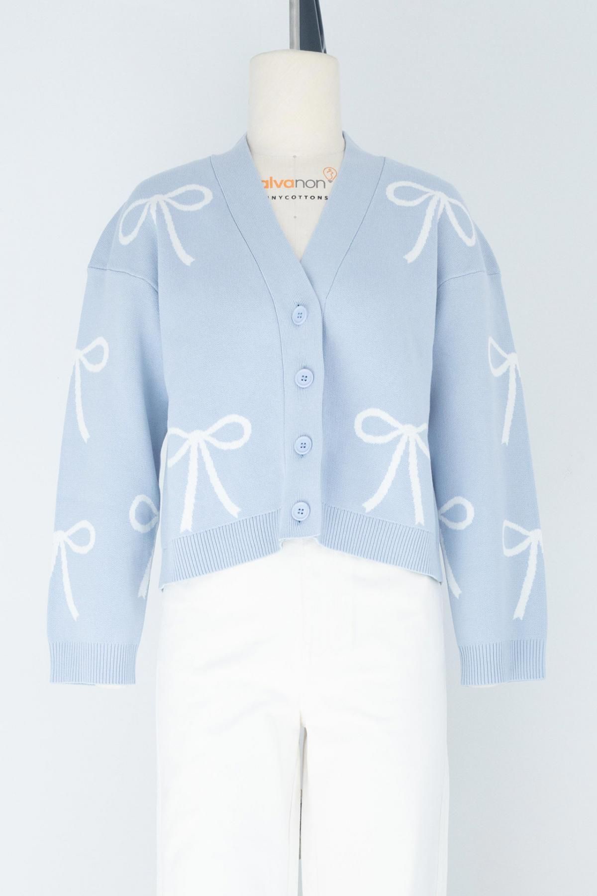 타이니코튼 러블리 리본 패턴 자카드 카디건 SS25-761L19 ONE COLOR - 상세 이미지 3