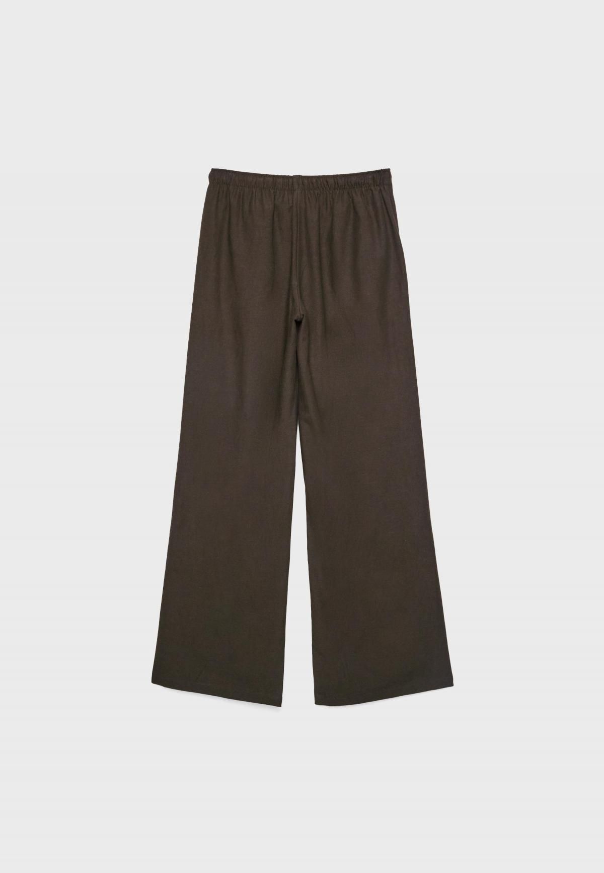 스트라디바리우스 린넨블렌드 스트레이트핏 드로우스트링 와이드 팬츠 7255/450 BROWN - 상세 이미지 2