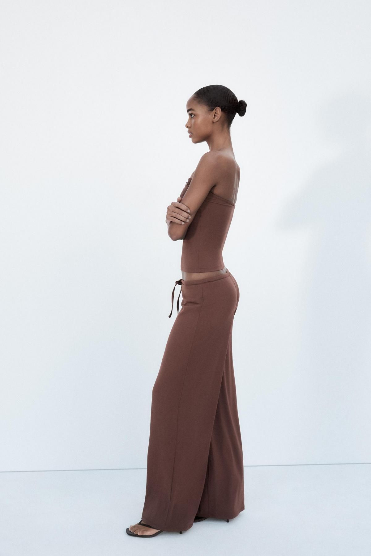 자라 텍스처 스트레이트 팬츠 3641/335 BROWN - 상세 이미지 3