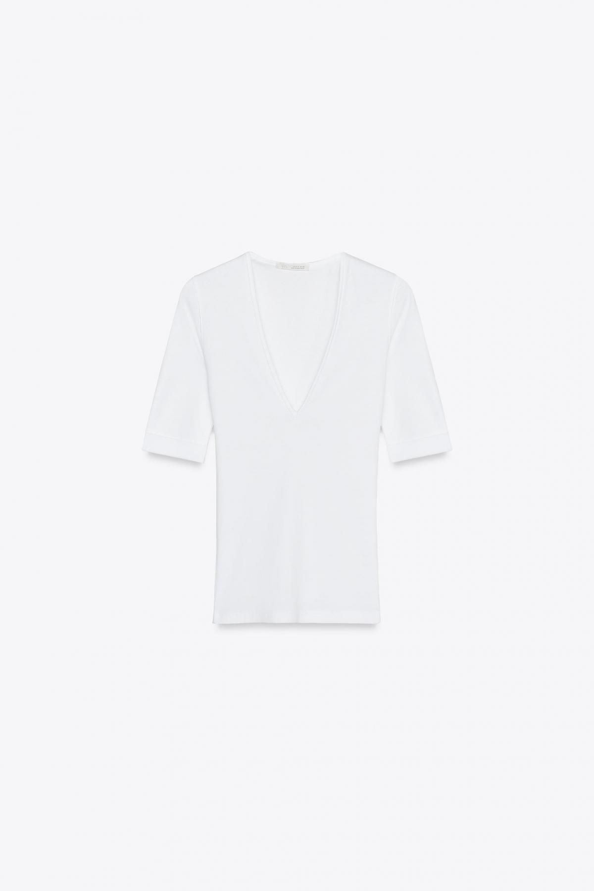 자라 페이디드 코튼 티셔츠 2335/155 WHITE - 메인 이미지