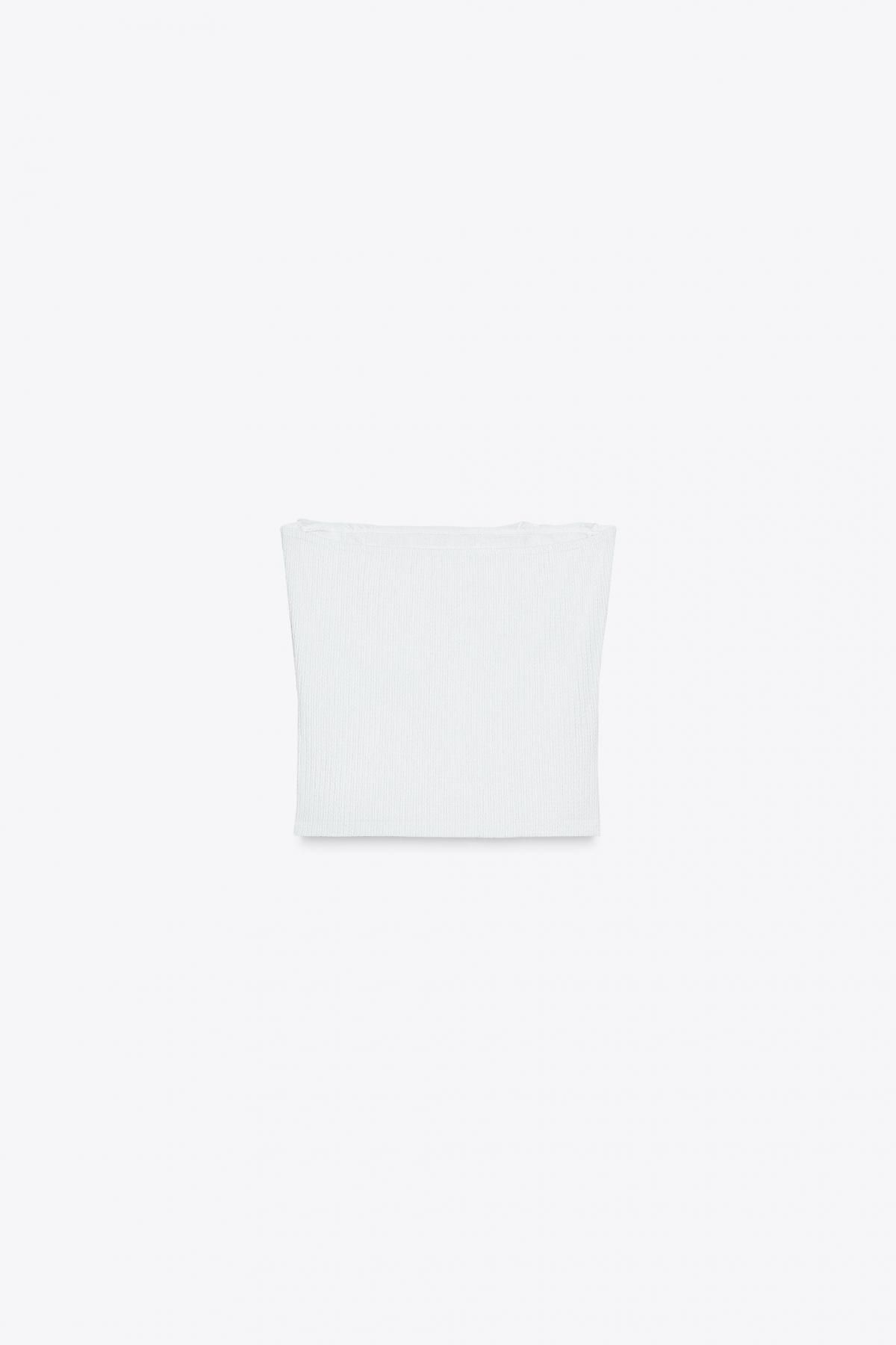 자라 러플 오프숄더 텍스처 탑 0085/800 WHITE - 상세 이미지 3