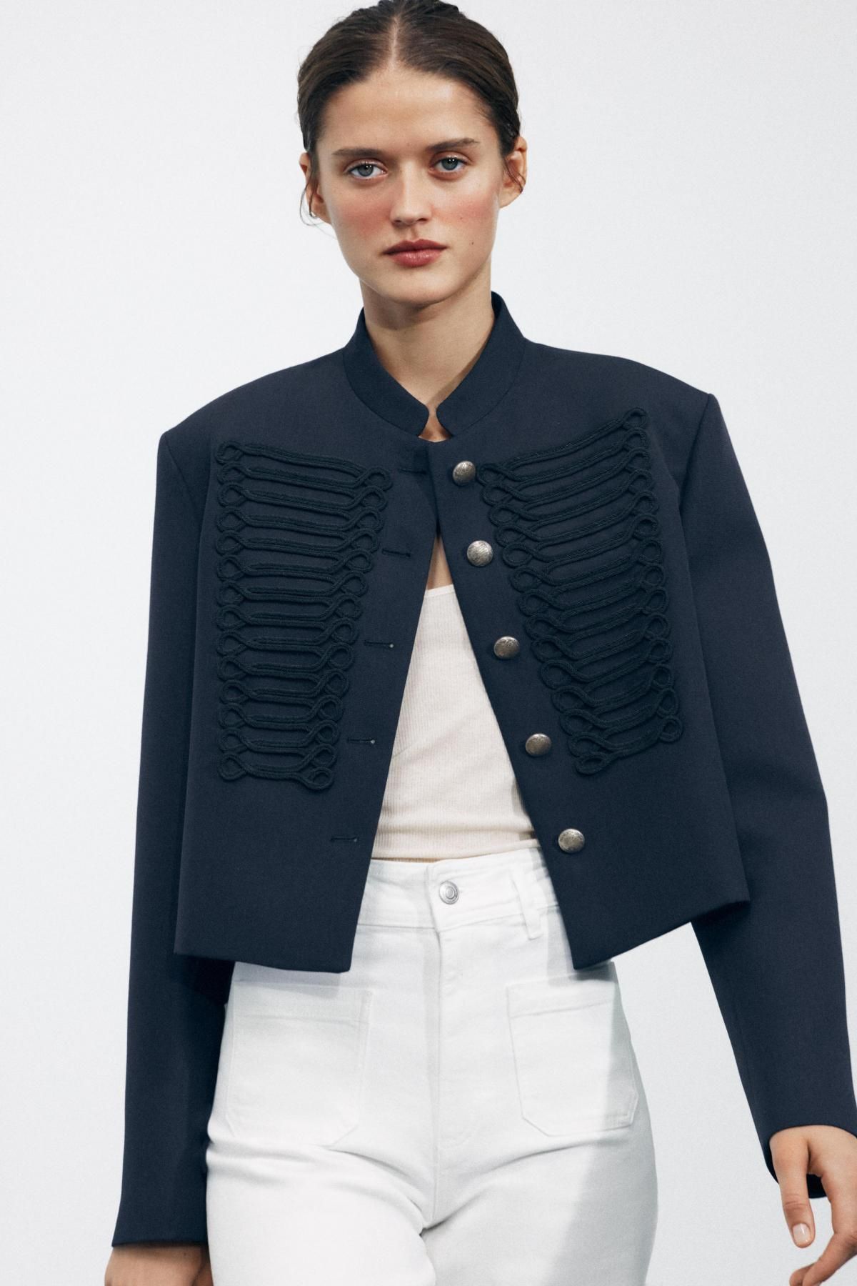 자라 트렌디 하이웨이스트 와이드핏 데님 팬츠 9632/259 OYSTER-WHITE - 상세 이미지 3