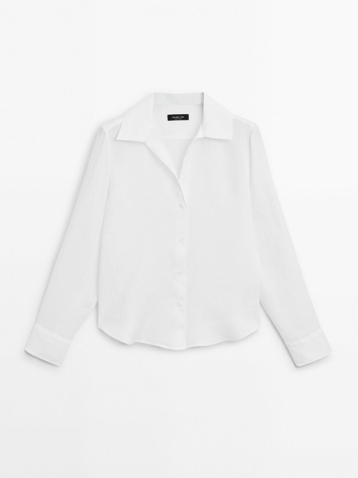 마시모두띠 100 린넨 오픈 칼라 셔츠 5120/530 WHITE - 상품 이미지