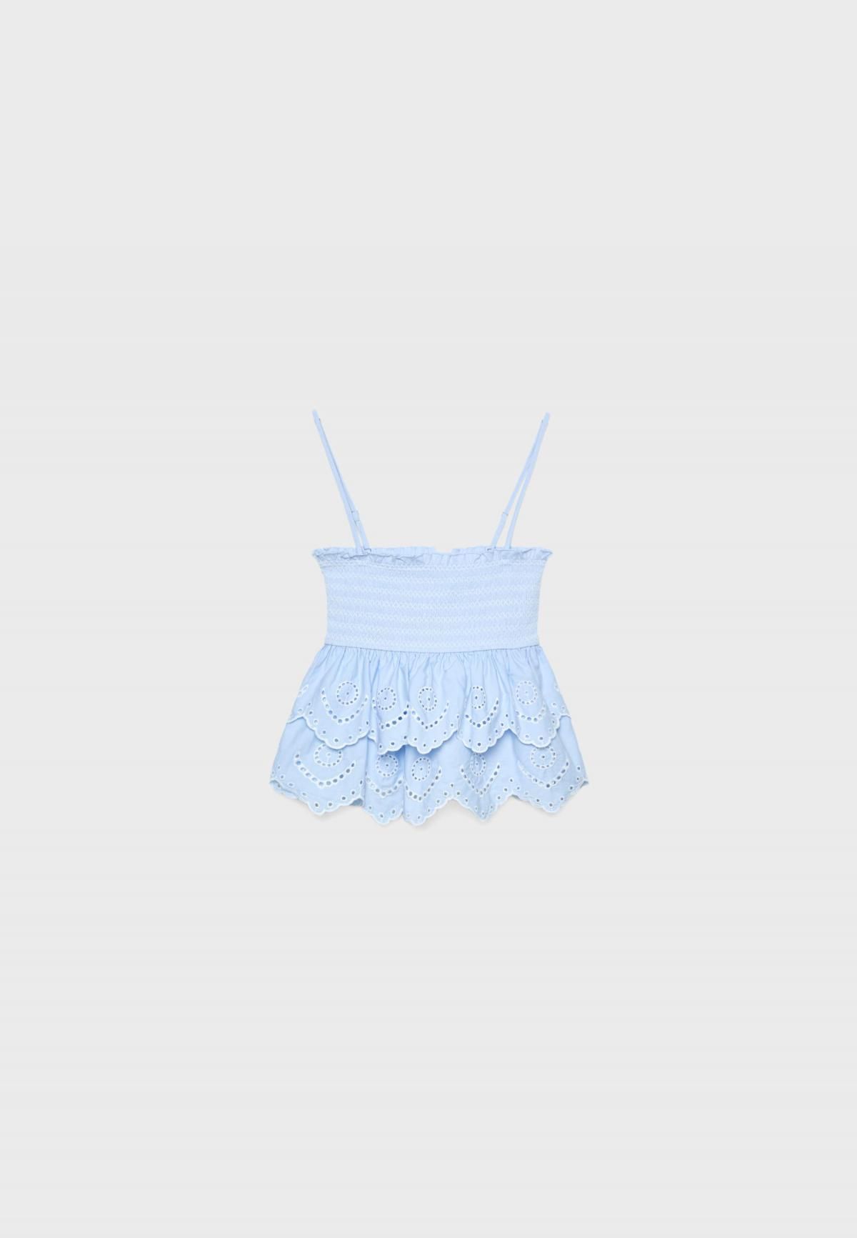 스트라디바리우스 러플 자수 컷워크 민소매 블라우스 2680/625 SKY BLUE - 상세 이미지 3