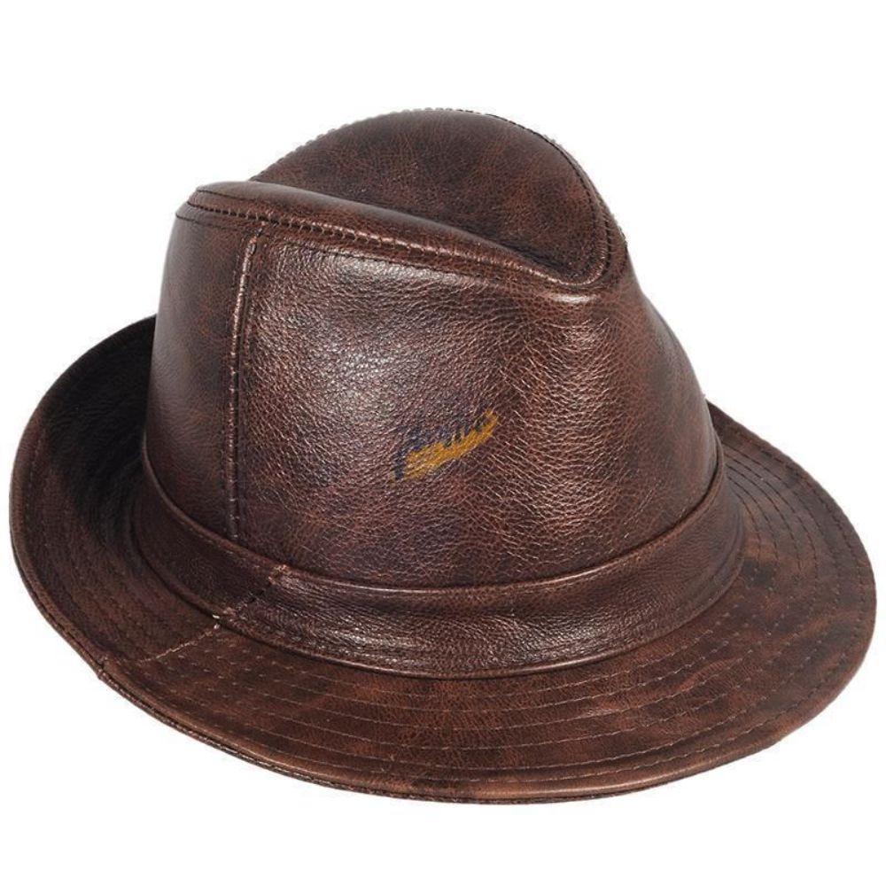 정장 모자 남성 공연 남자 중절모 가죽 신사 검정 (58-59cm) - 상품 이미지