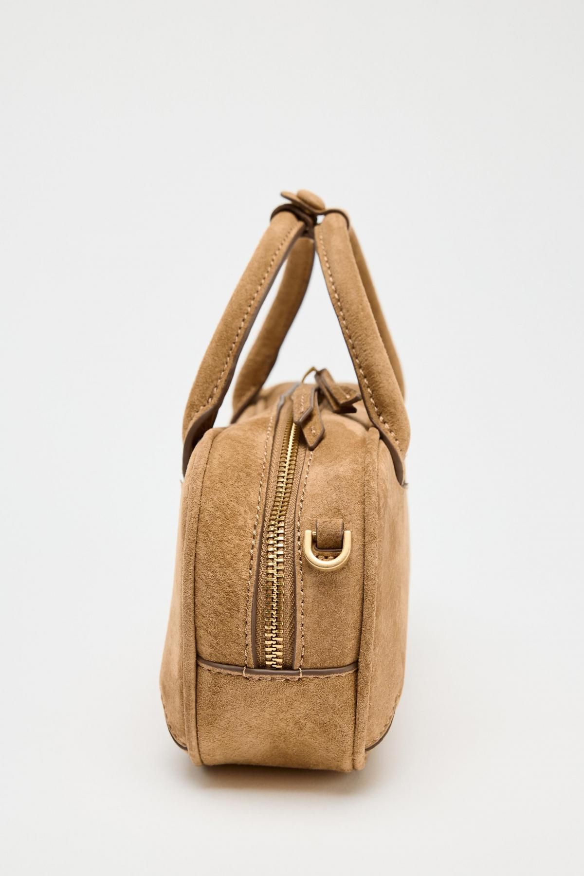 자라 미니멀 스웨이드 더블 핸들 토트백 6635/510 SAND/BROWN - 상세 이미지 5