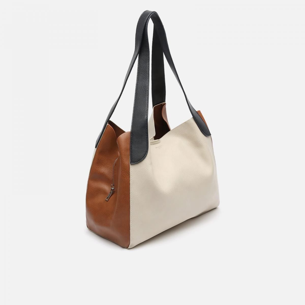 미사코 컬러블록 레더라이크 호보 숄더백 Palatin PALATIN-4400286117014 BEIGE - 상세 이미지 3