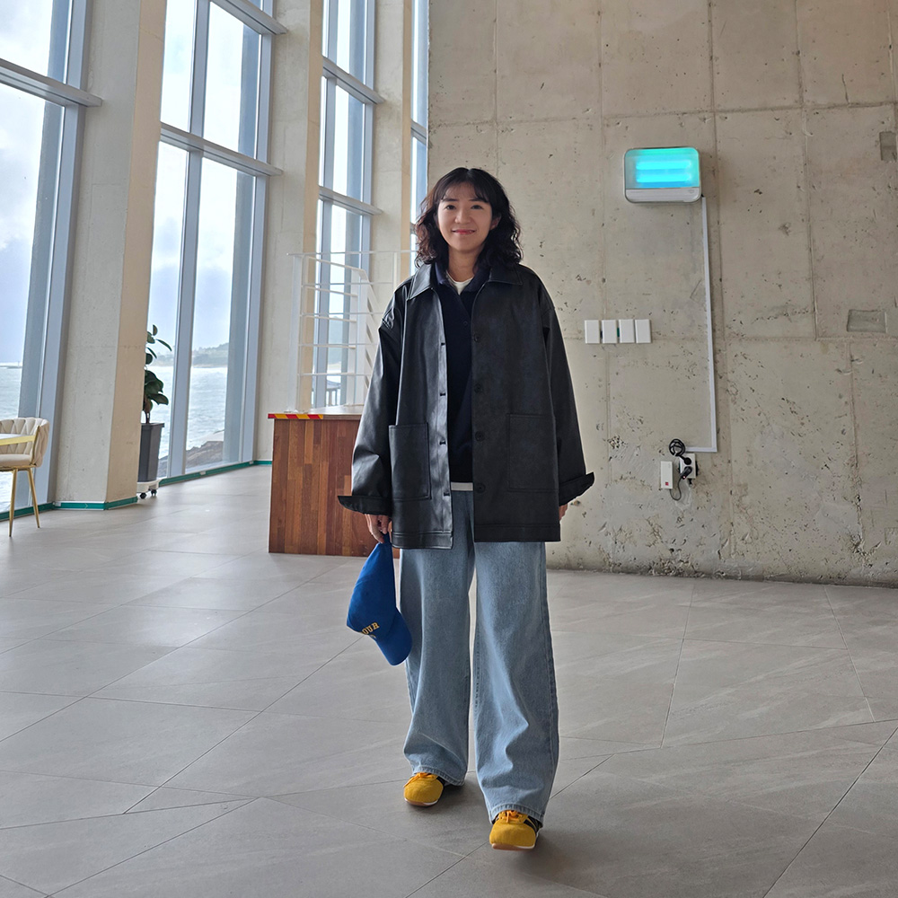 카라 오버핏 레더 자켓 여자 페이크 가죽자켓 - 상세 이미지 2