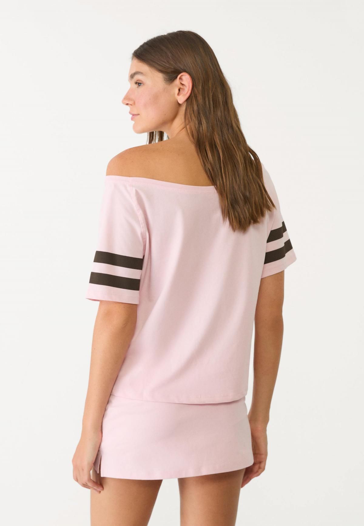 스트라디바리우스 캐주얼 프린트 반팔 티셔츠 TEXAS 02 8702/947 PASTEL PINK - 상세 이미지 3