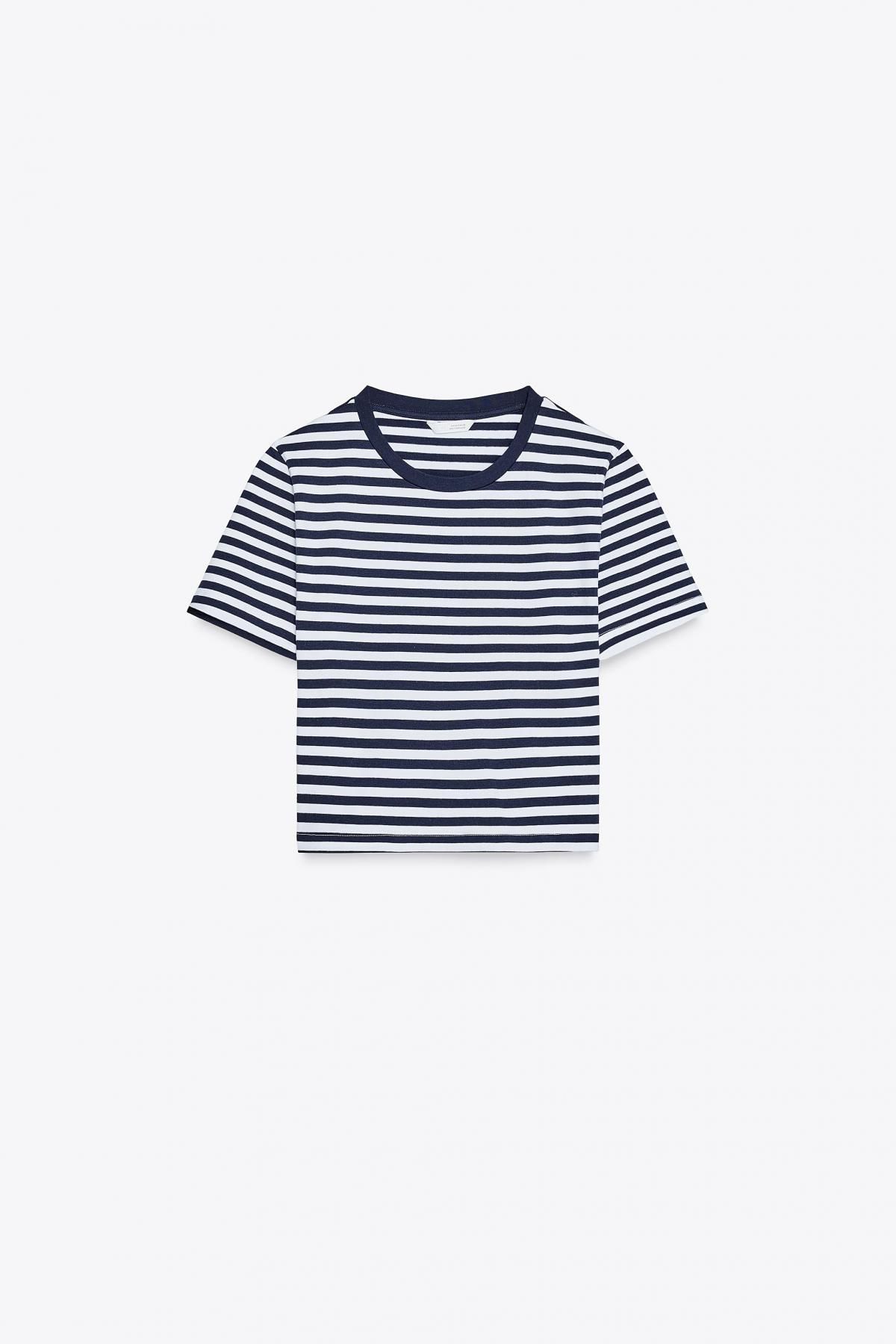 자라 크롭 스트레치 티셔츠 2335/299 BLUE/WHITE - 메인 이미지