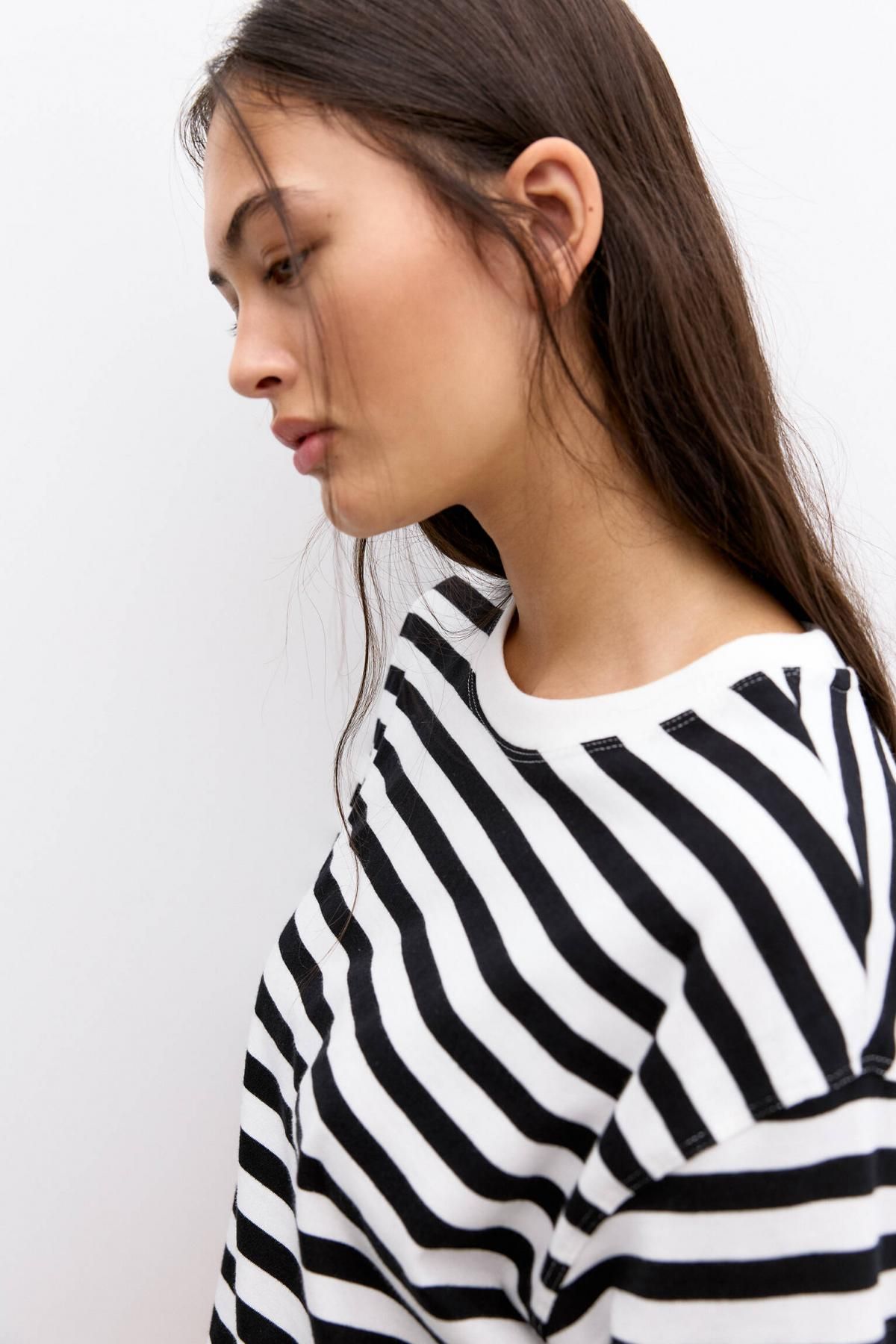 풀앤베어 스트라이프 오버사이즈 반팔 티셔츠 3245/331 STRIPED - 상세 이미지 5