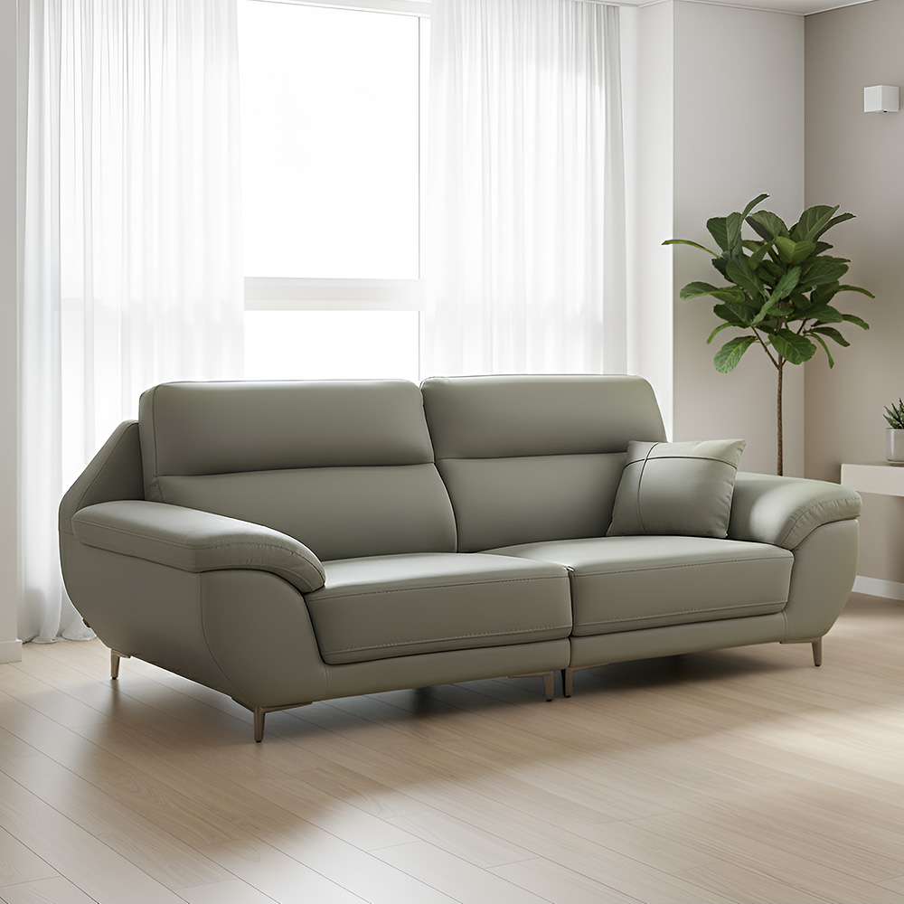 스코나 케이드 실리콘레더 가죽 소파 그레이, 3인용