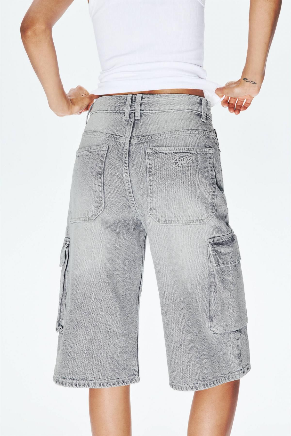 풀앤베어 테크니컬 데님 카고 버뮤다 반바지 3687/332 GREY - 상세 이미지 5