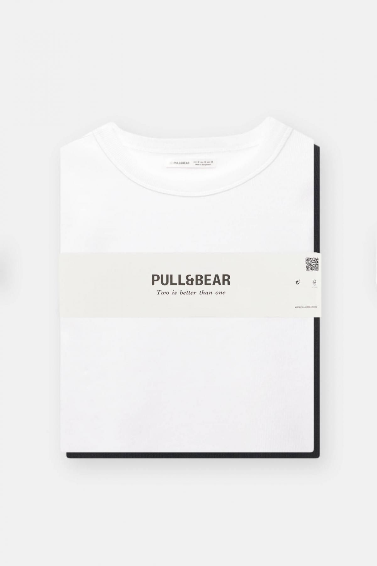풀앤베어 베이직 골지 코튼 반팔 라운드넥 티셔츠 2팩 3245/425 WHITE/BLACK - 상세 이미지 5