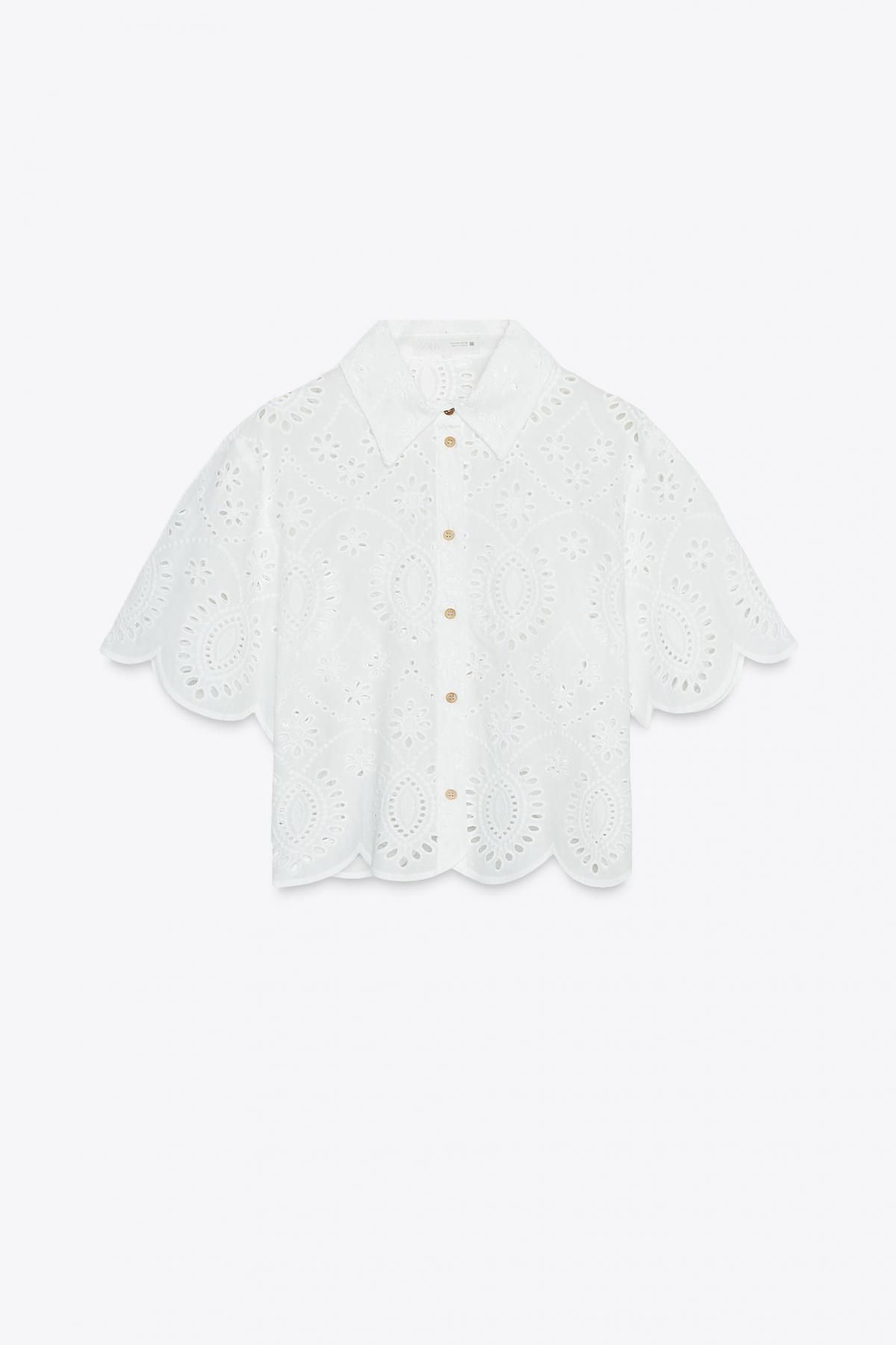 자라 레이스컷워크 반팔 셔츠 2298/116 WHITE - 메인 이미지