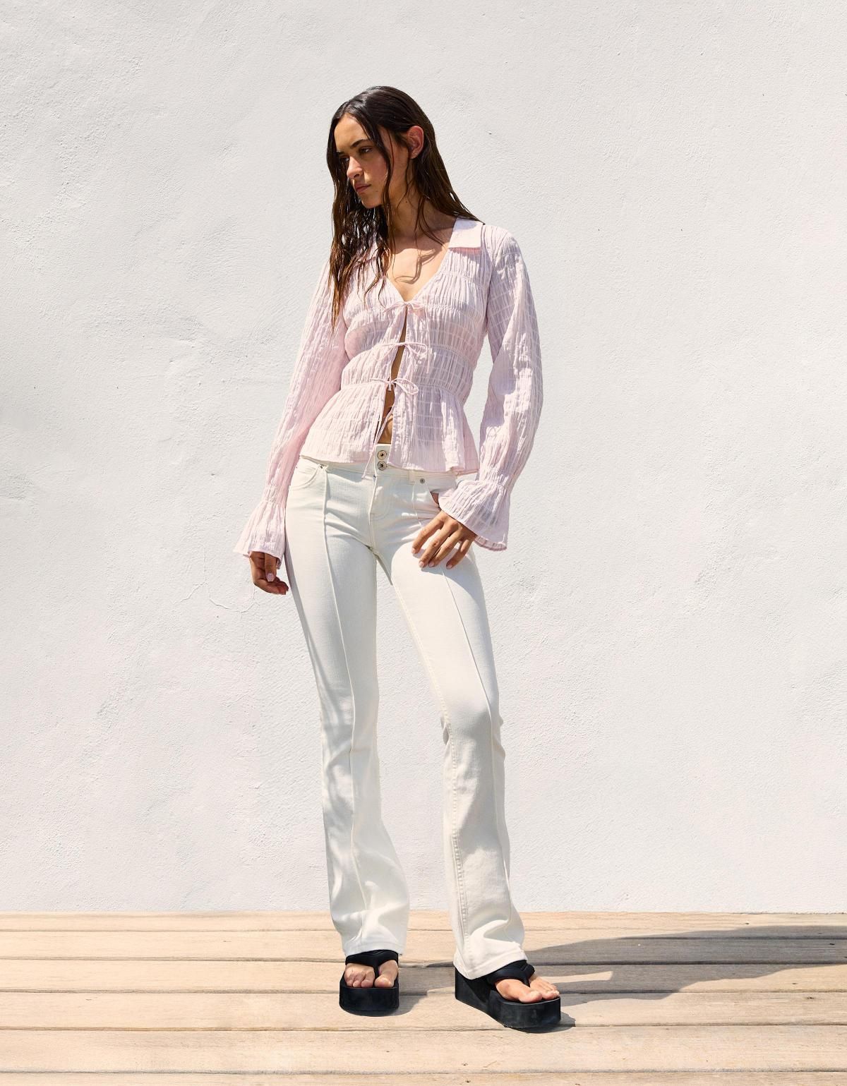 버쉬카 러플 셔링 로맨틱 블라우스 Rustic gathered shirt 6258/494 PINK - 상세 이미지 2