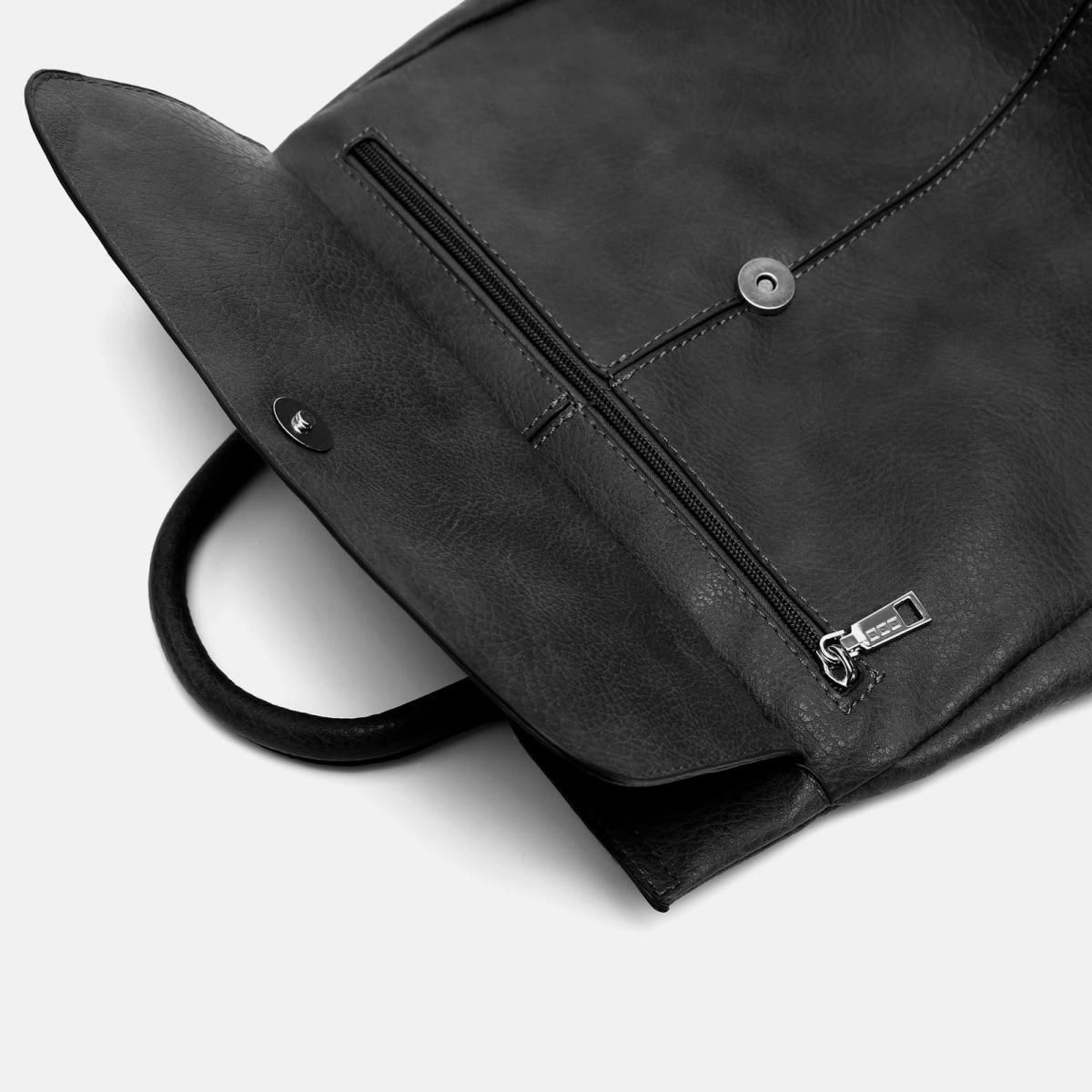 미사코 테크니컬 레더 도난 방지 백팩 DAMIER-4400131002014 BLACK - 상세 이미지 3