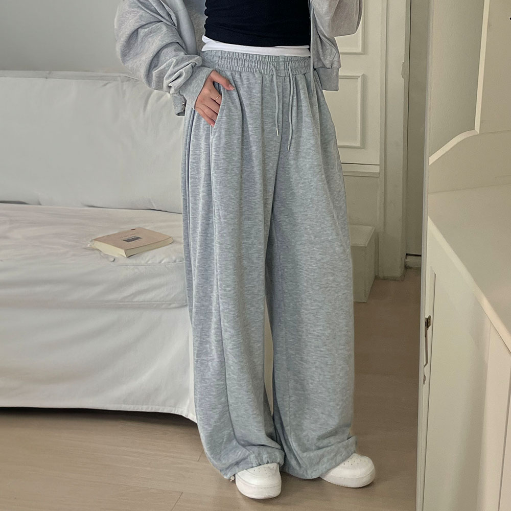핀턱와이드팬츠 키작녀트레이닝 하비바지 그레이, FREE(One size) - 상품 이미지