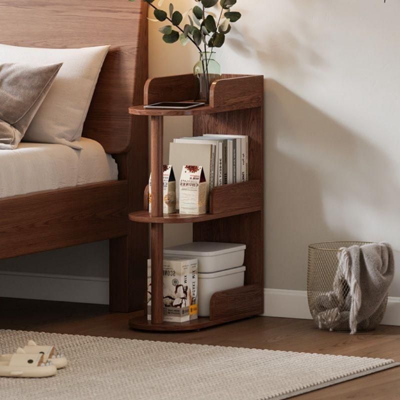 소파 옆 수납 선반 거실 원목 보조테이블 책장 체리우드 3단