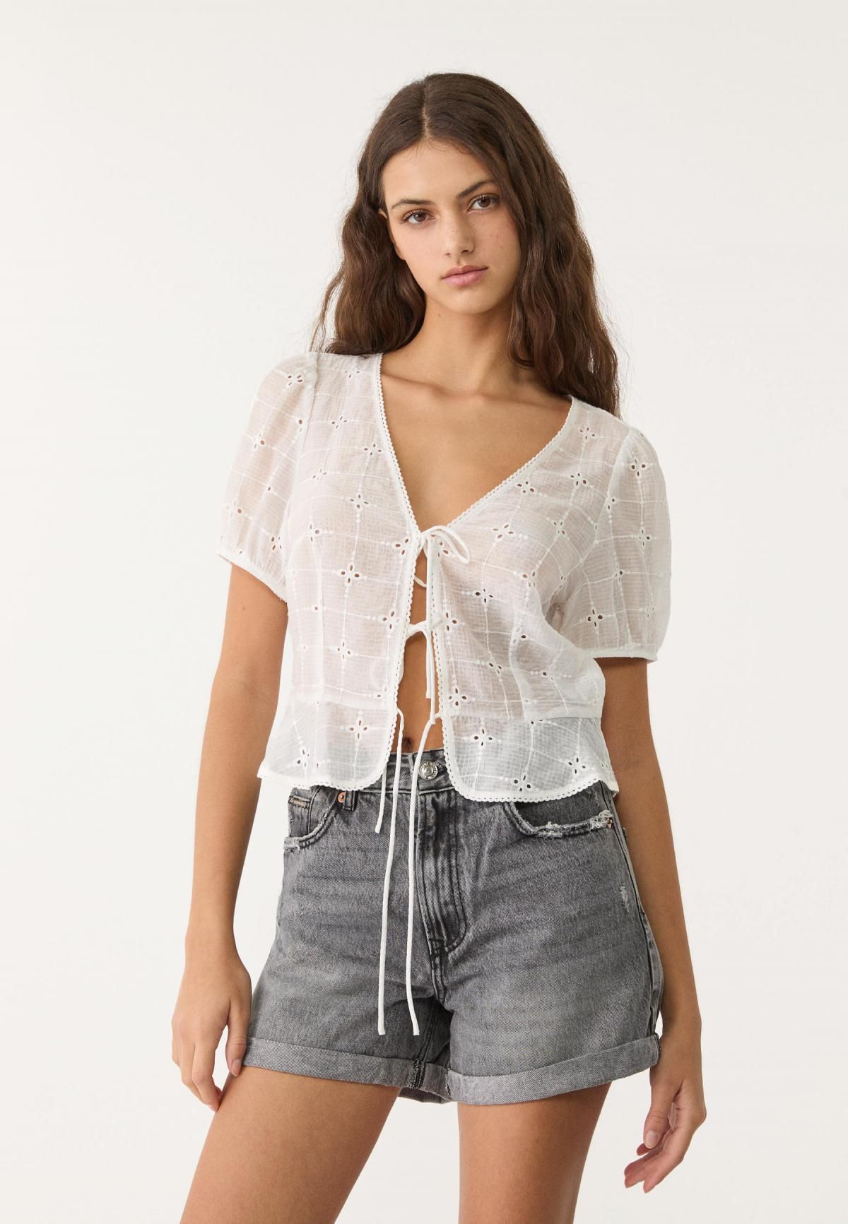 스트라디바리우스 하이웨이스트 데님 맘핏 반바지 1352/768 DARK GREY DENIM WASH - 상세 이미지 4