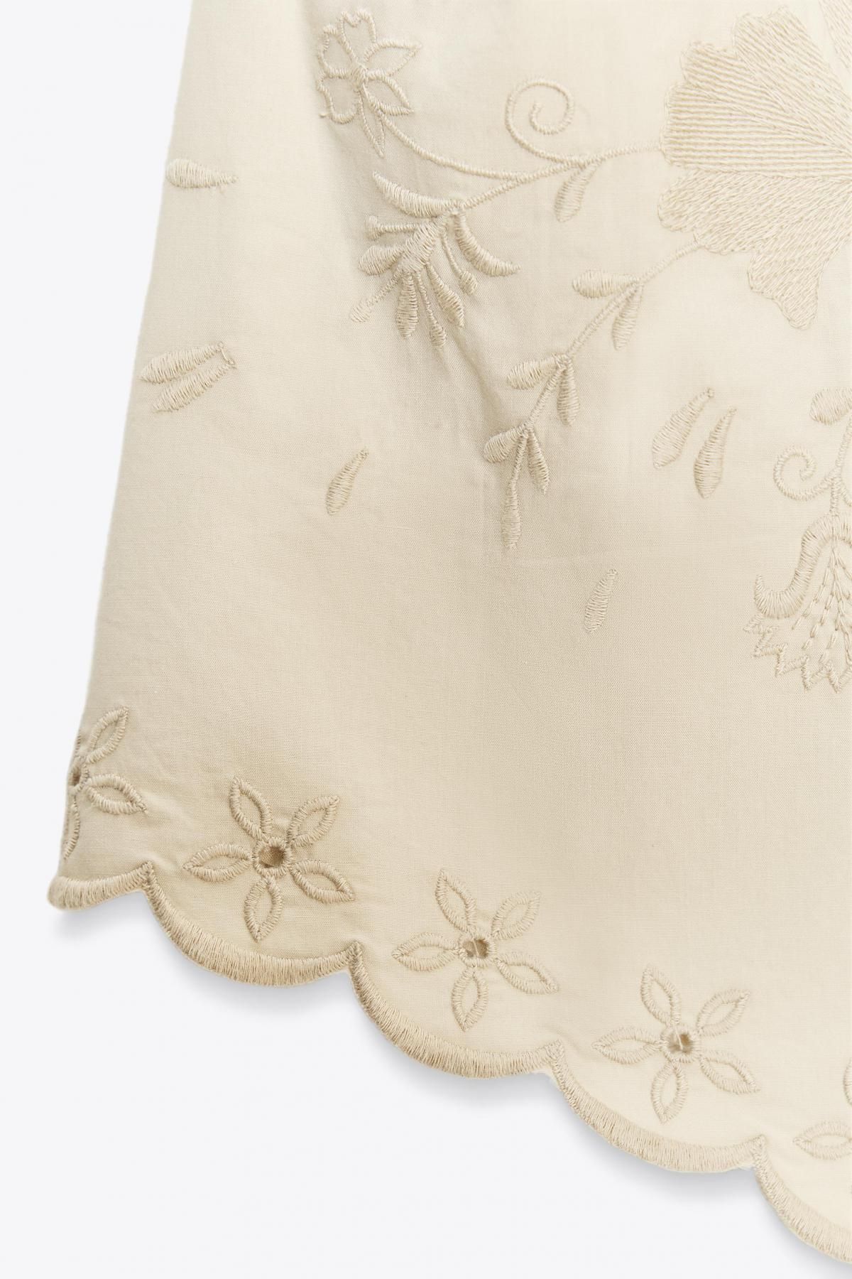 자라 에스닉 자수 포플린 홀터넥 민소매 탑 7521/012 TAUPE GREY - 상세 이미지 5