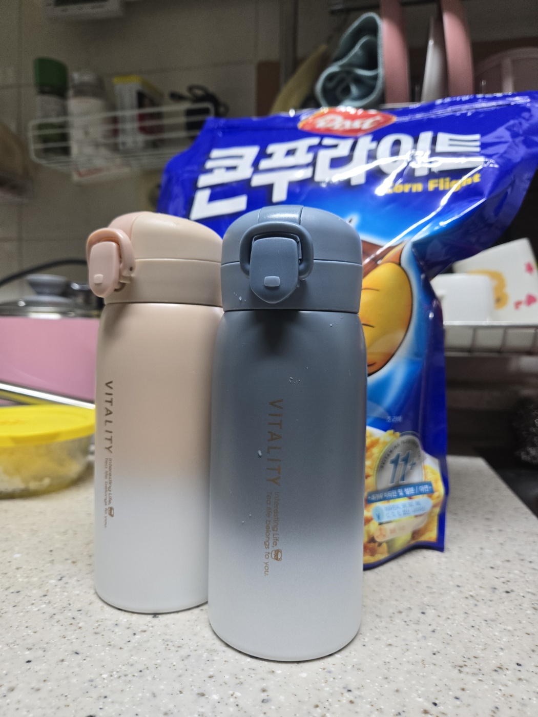 Life모아 텀블러 스텐 보온보냉 원터치 휴대용 가벼운 친환경 텀블러 350ml 500ml - 상세 이미지 3