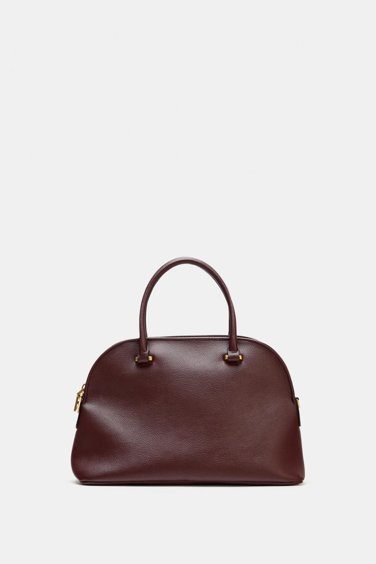자라 클래식 더블 핸들 시티 토트백 6464/610 BURGUNDY RED - 메인 이미지