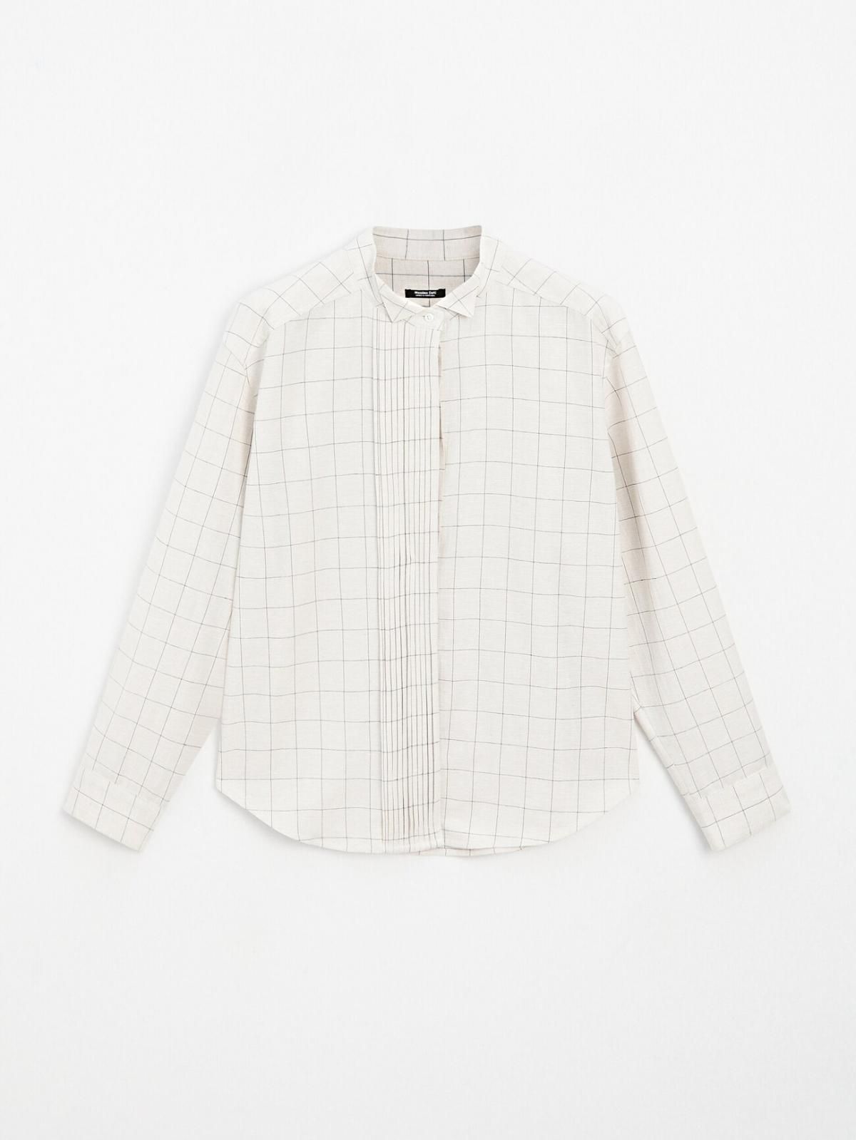 마시모두띠 체크 와이드핏 핀턱 긴팔 셔츠 5178/909 BEIGE - 상품 이미지