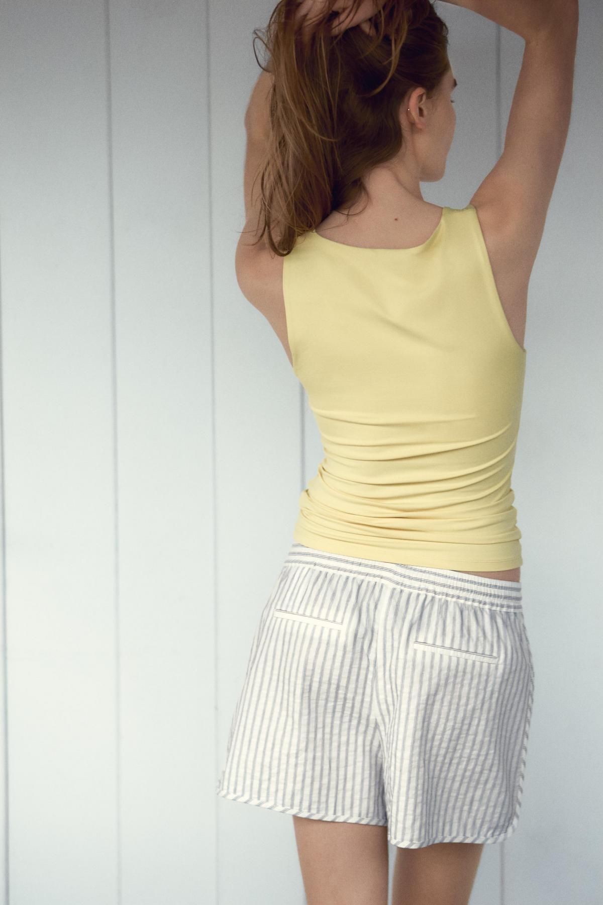자라 폴리아미드 와이드 스트랩 탑 3905/531 LIGHT YELLOW - 상세 이미지 5