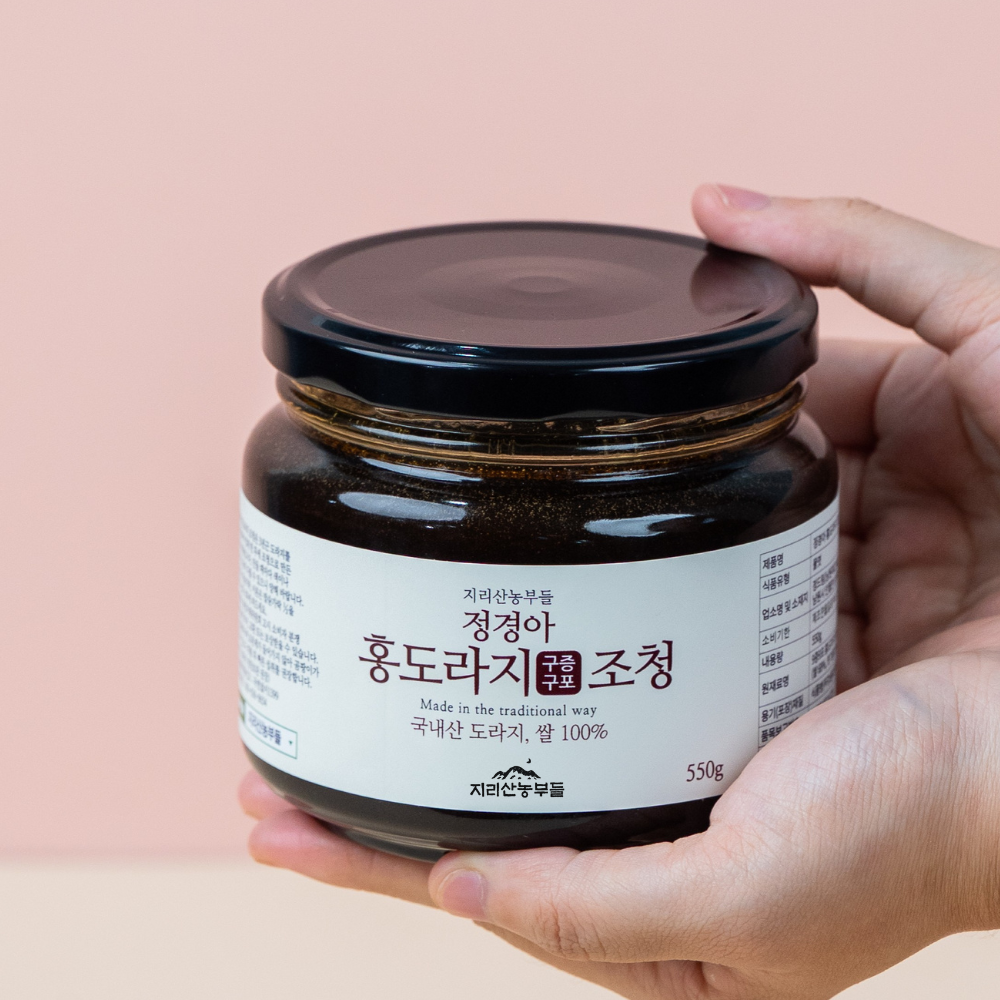 도라지청 550g 홍도라지 쌀 조청 무설탕 구증구포 곡물당 수제청 약도라지 배도라지 즙 청 제품 이미지