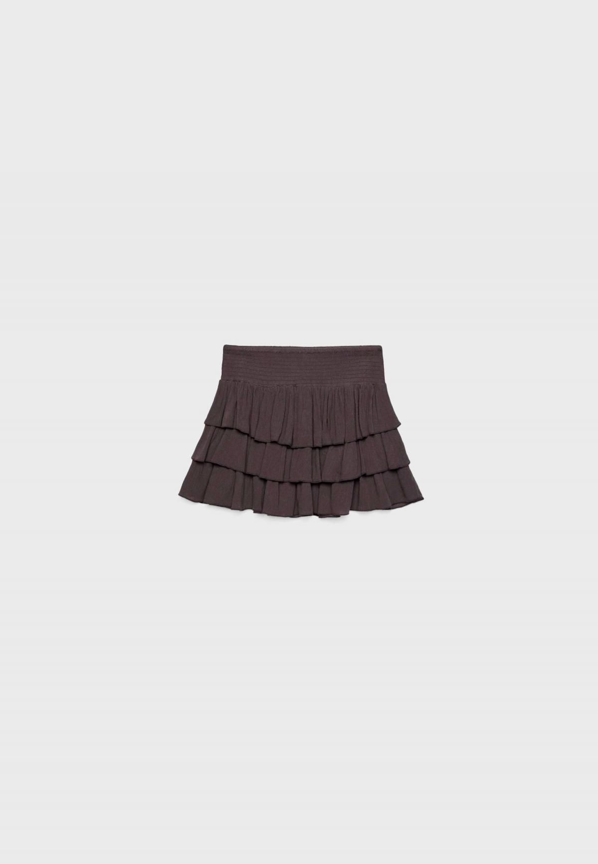 스트라디바리우스 러플 미드라이즈 미니 스커트 7396/560 BROWN - 상세 이미지 2