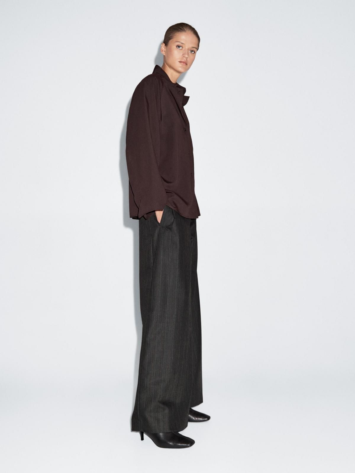 마시모두띠 스트라이프 울 블렌드 와이드 팬츠 5057/905 DARK GREY - 상세 이미지 4