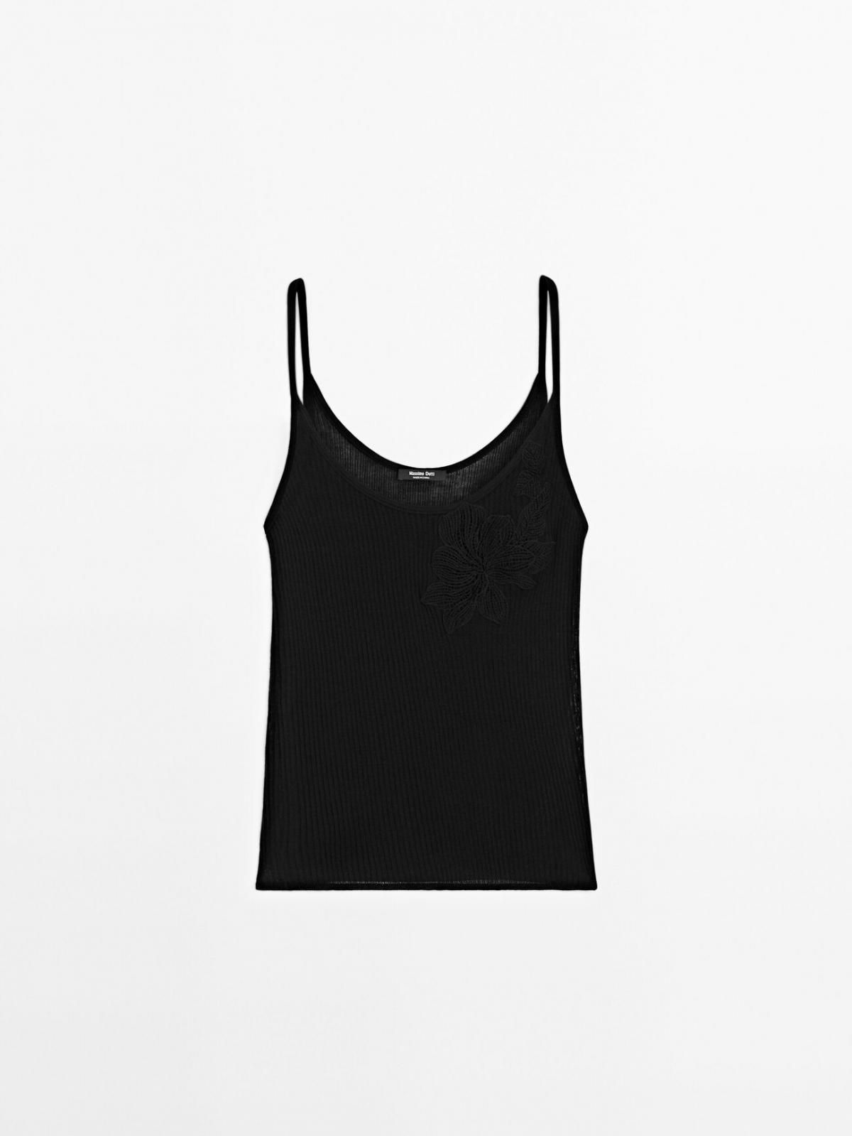 마시모두띠 레이스 스트랩 코튼 민소매탑 6810/610 BLACK - 상품 이미지