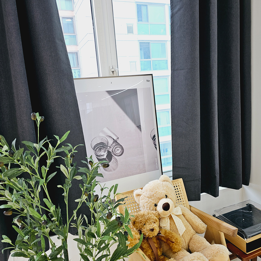 [창문형] 암막커튼+초강력 커튼압축봉 세트 다크그레이, 260x165cm