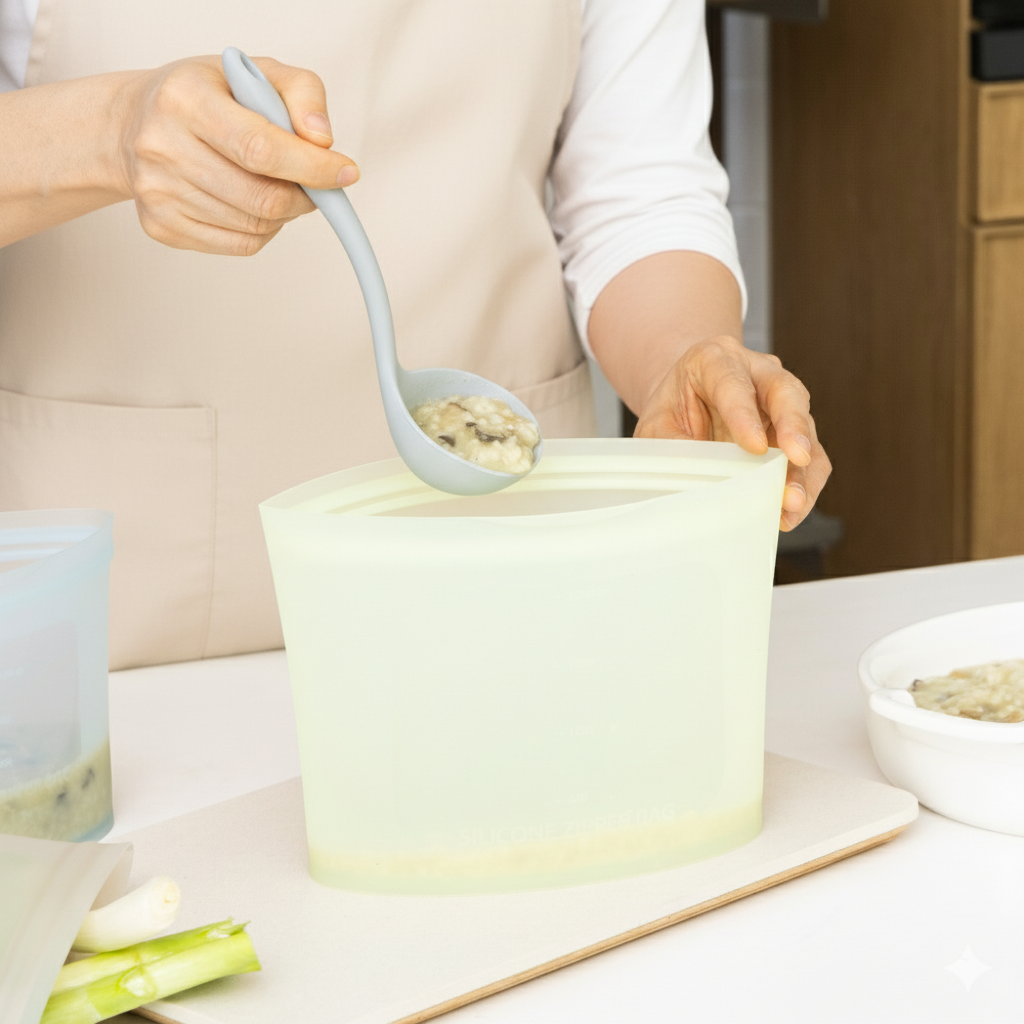 국산 실리콘지퍼백 실리콘지퍼팩 스탠딩 푸드백 500ml 이미지 7