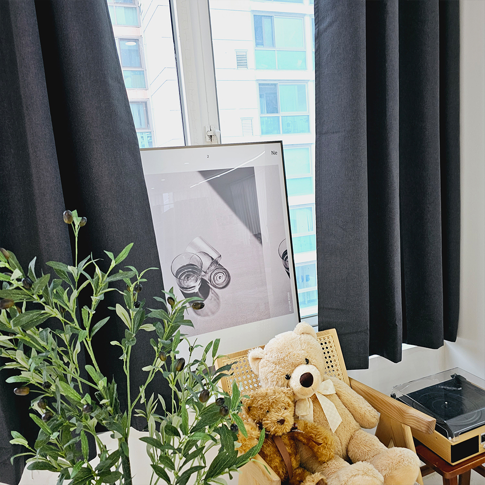 [창문형] 암막커튼+초강력 커튼압축봉 세트 다크그레이, 260x165cm