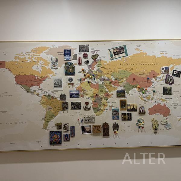 세계지도 여행 마그넷 보드 기념품 마그네틱 추억 보관 자석 A 60x120cm 골드-알루미늄-크리스탈-고광택 - 상세 이미지 4