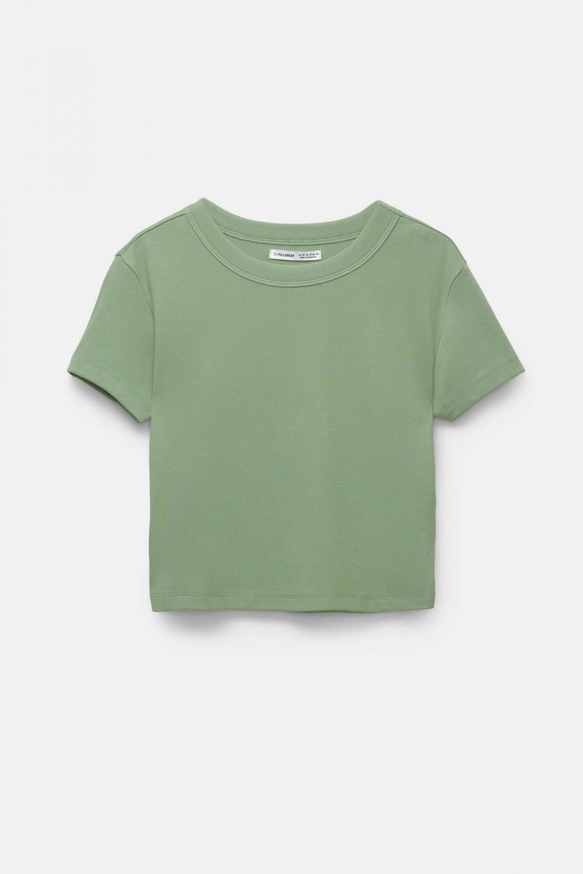 풀앤베어 베이직 크롭 립 반팔 티셔츠 3245/328 GREEN - 상품 이미지