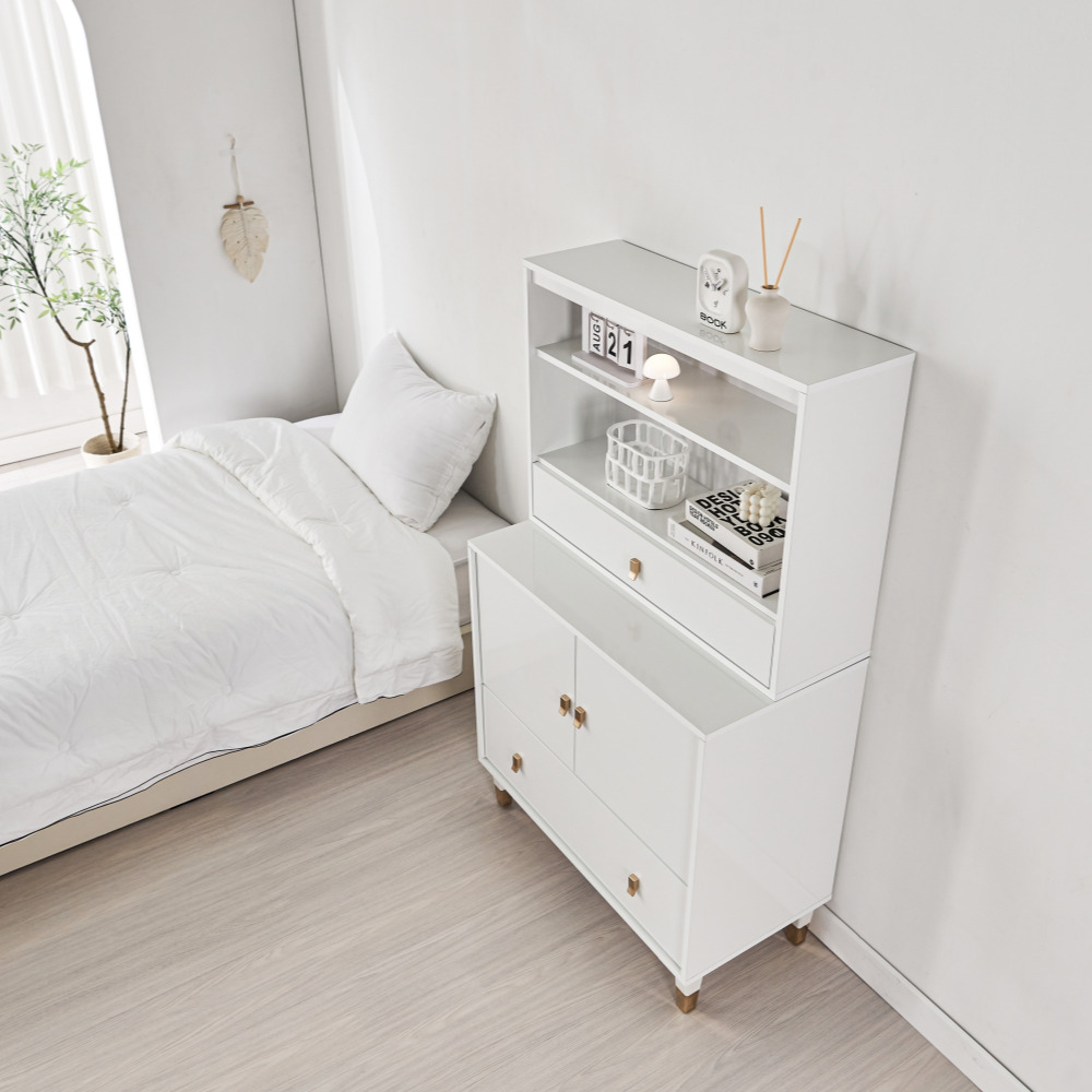 차차 인테리어 안방 드레스룸 옷 오픈 서랍장 800 세트 800x400x1357mm, 5단, 화이트 - 상세 이미지 2