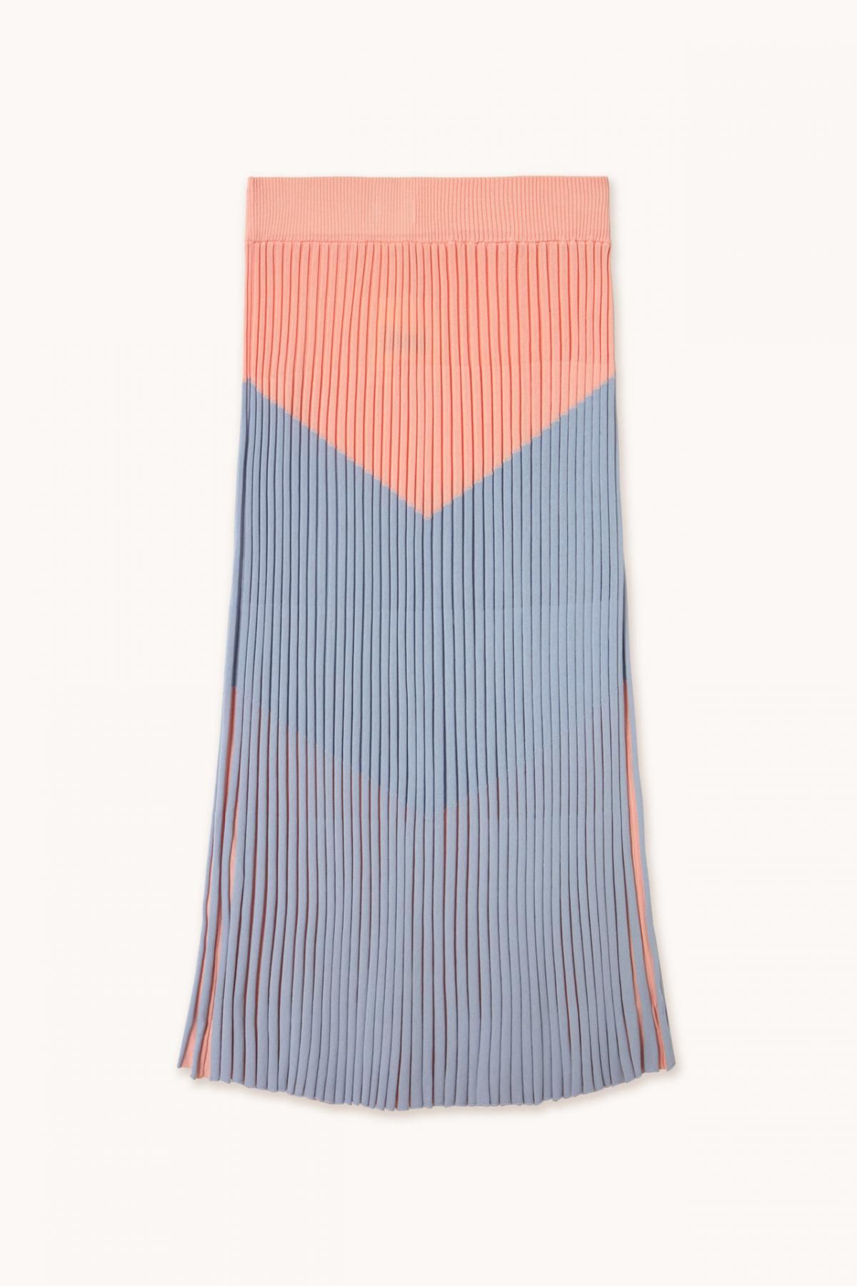 타이니코튼 플리츠 멀티컬러 컬러블록 미디 스커트 SS25-769R77 AZUL/ROSA - 상세 이미지 5