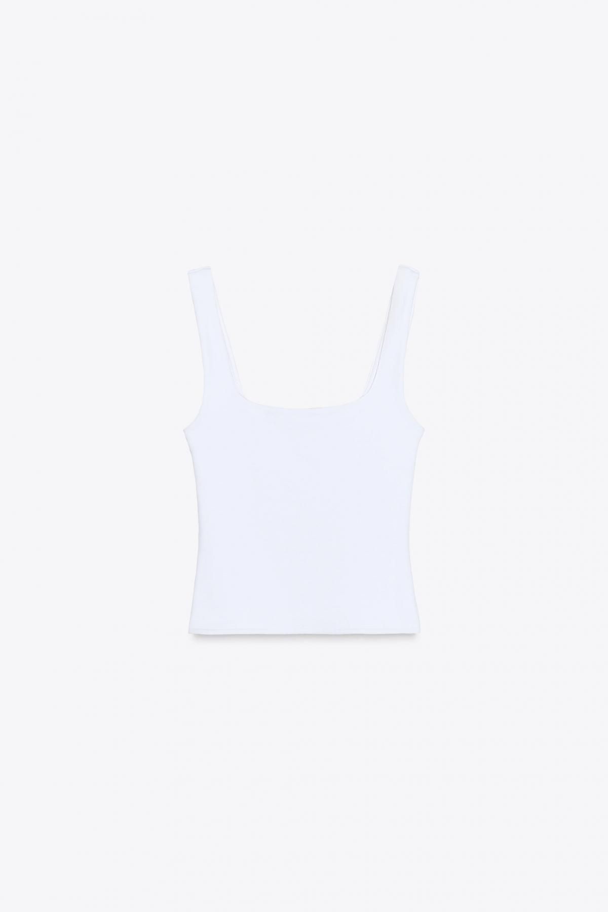 자라 미니멀 스퀘어넥 와이드스트랩 슬림핏 민소매 탑 4424/307 WHITE - 메인 이미지