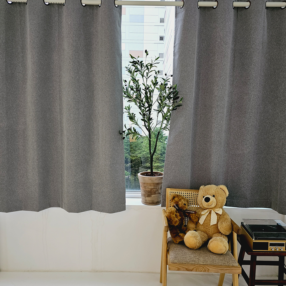 [창문형] 암막커튼+초강력 커튼압축봉 세트 라이트그레이, 260x165cm