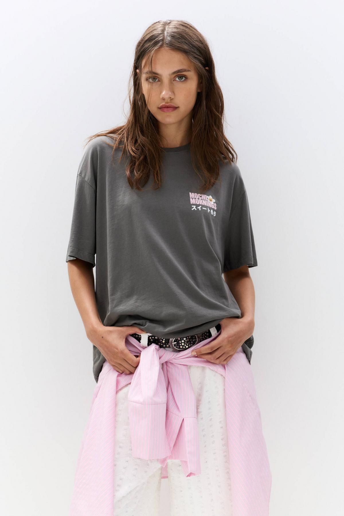 풀앤베어 오버핏 모치스 레터링 크루넥 반팔 티셔츠 7150/393 FADED BLACK - 상세 이미지 2